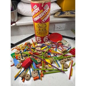 Vintage Gabriel Motorized Tinkertoy Construction Set 66 Wood Plastic 300 Pieces